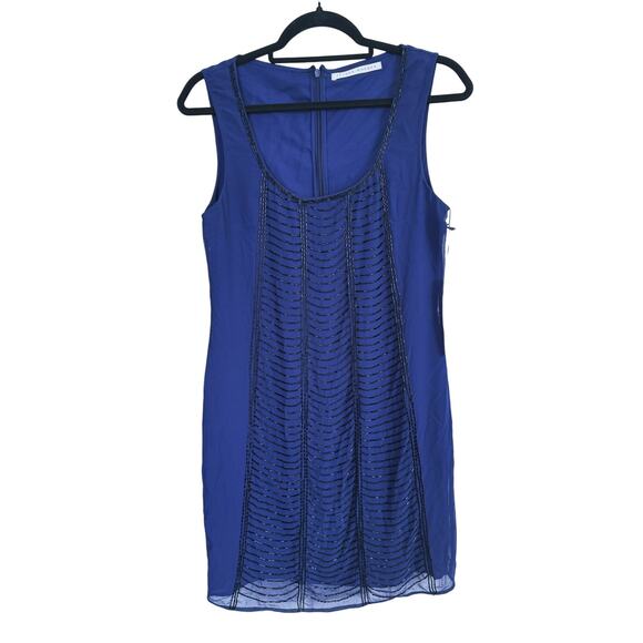 NWT Susana MonacoBeaded Sheath Dress Sleeveless 4  Navy Blue Glam Event Cocktail - Picture 2 of 6